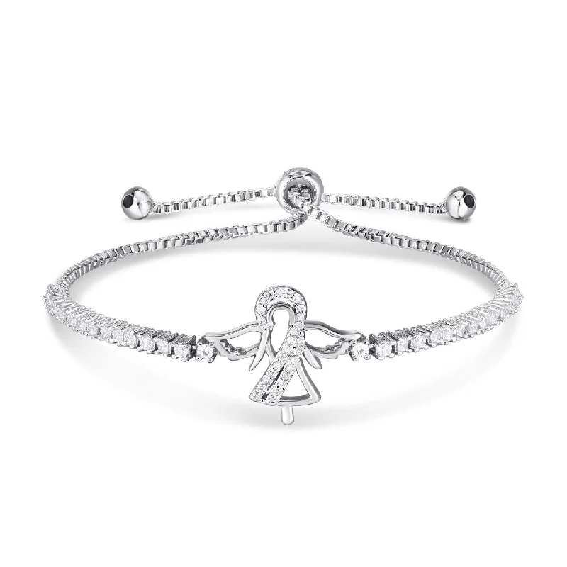 Victoria Townsend Silver Plated Cubic Zirconia Angel Adjustable Bracelet