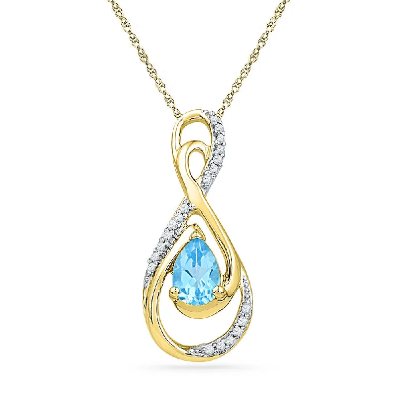 10kt Yellow Gold Womens Oval Lab-Created Blue Topaz Solitaire Pendant 3/4 Cttw