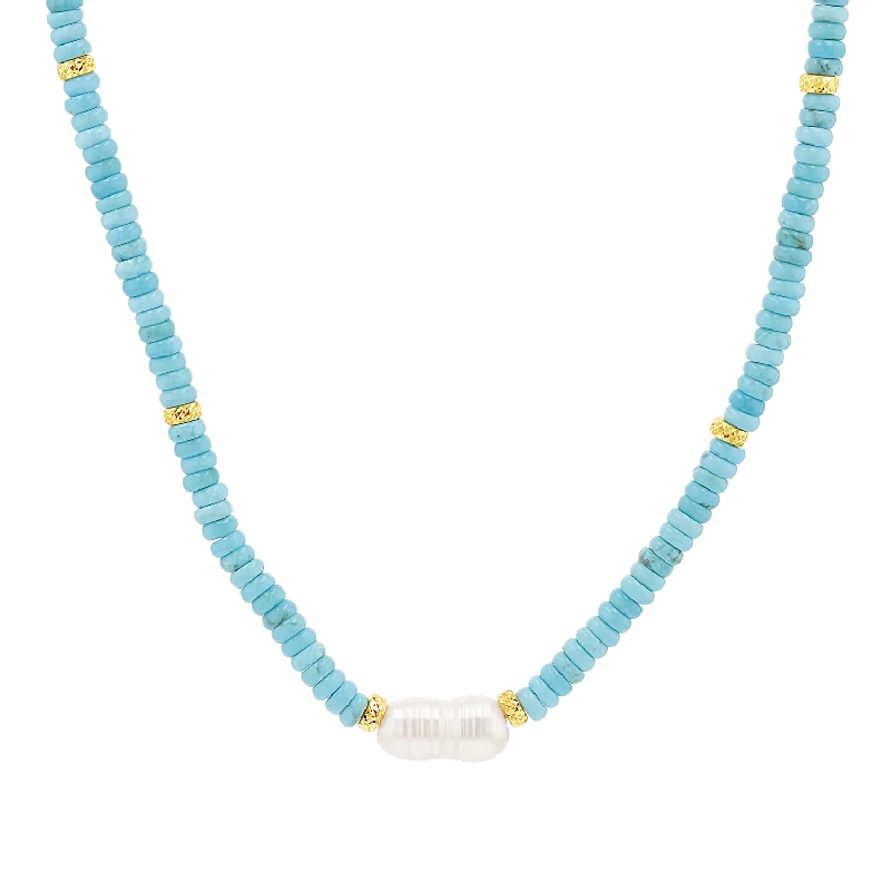 Pearl & Gold Accent Turquoise Necklace