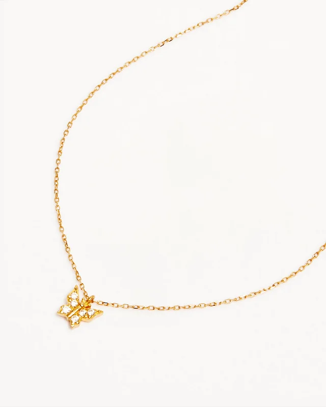 14k Solid Gold Fly With Me Necklace