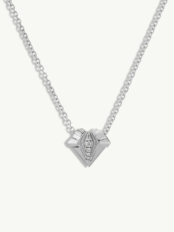 Alexandria Pendant Necklace With Brilliant Pavé-Set Diamonds In 18K White Gold, 13mm