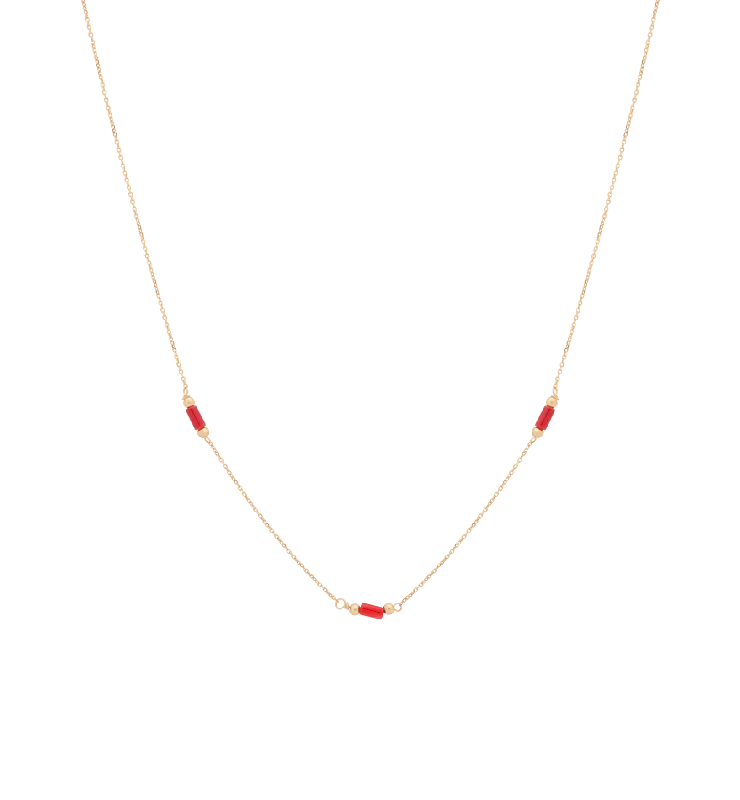 Blood Coral Necklace 14K