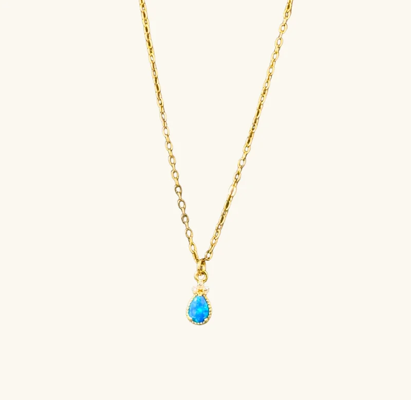 Blue Opal Drop Necklace