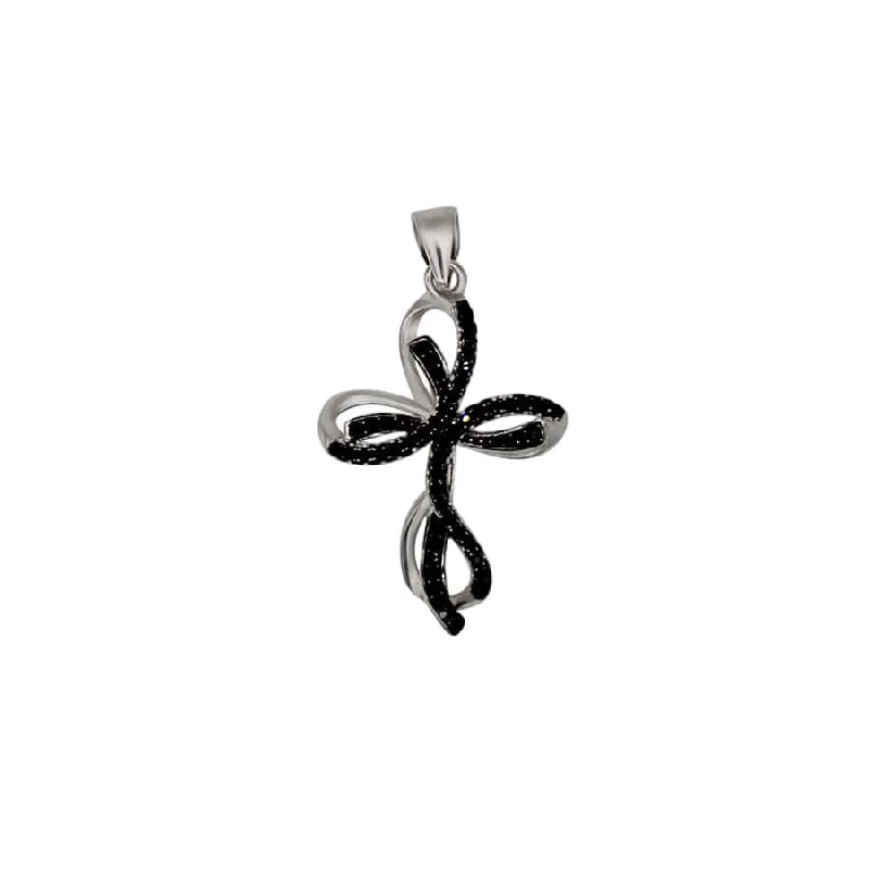 CROSS PENDANT - SILVER AND BLACK ZIRCONIA