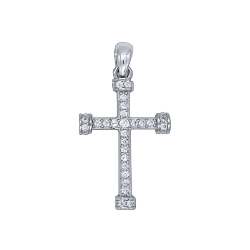 CROSS PENDANT - SILVER AND ZIRCONIA