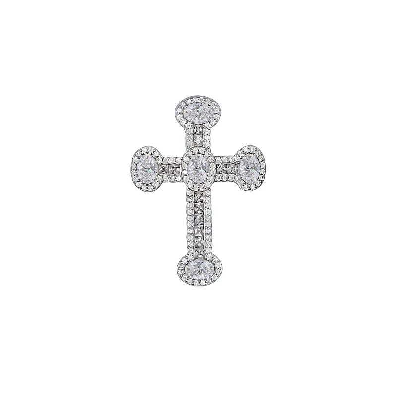 CROSS PENDANT - SILVER, CRYSTALS AND ZIRCONIA