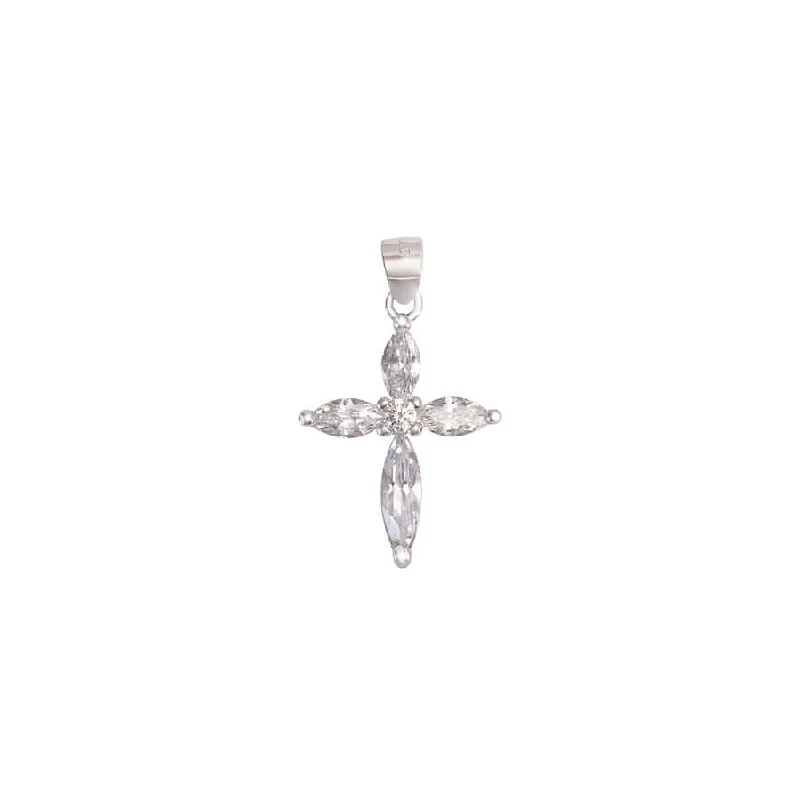 ZIRCONIA CROSS PENDANT - SILVER