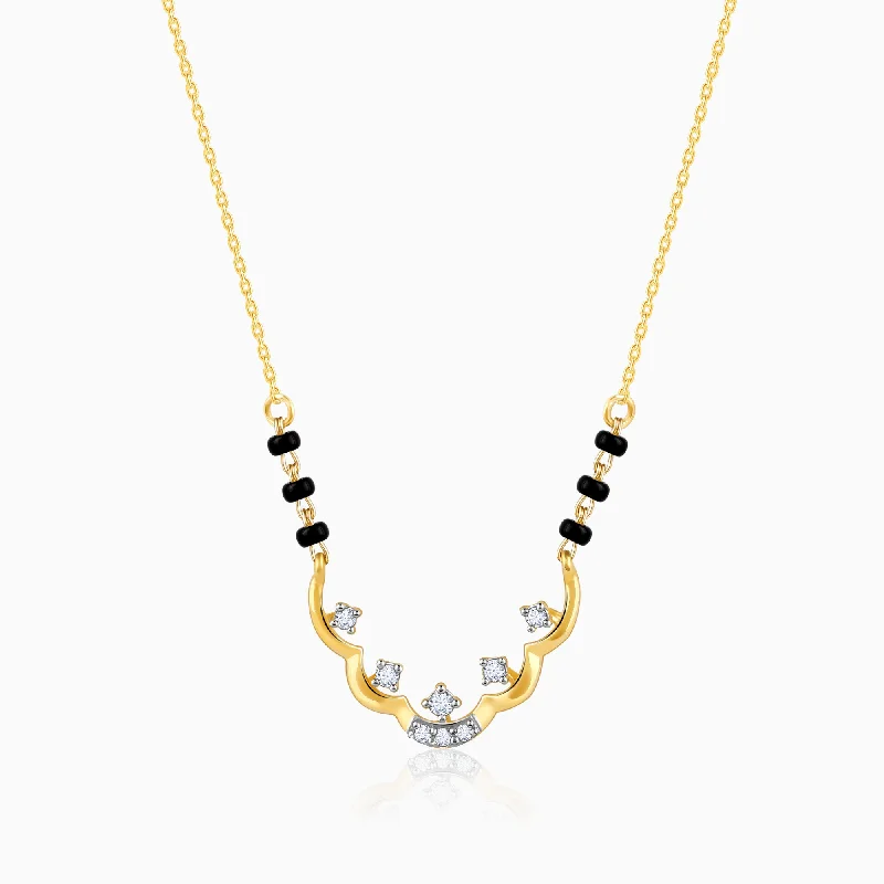 Gold Arched Diamond Mangalsutra