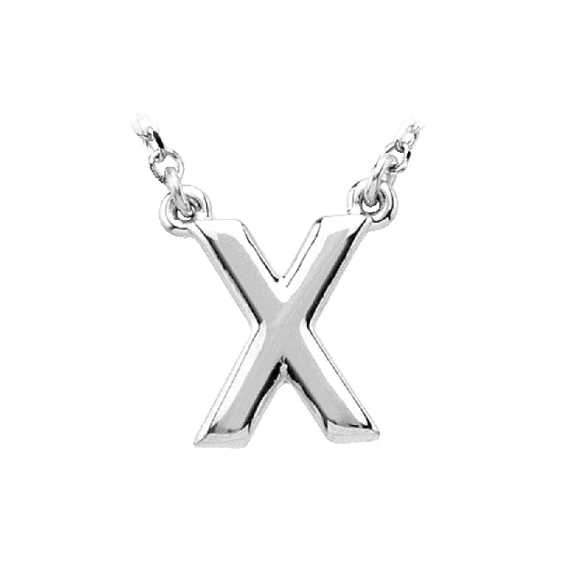 14K White Gold, Kendall Collection, Block Initial X Necklace, 16 Inch