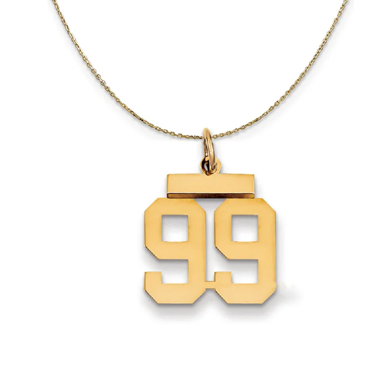 14k Yellow Gold, Athletic, Sm Polished Number 99 Necklace