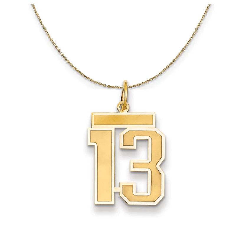 14k Yellow Gold, Jersey, Med Number 13 Necklace