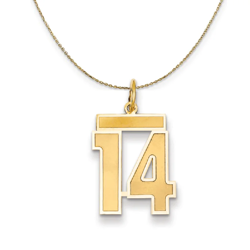 14k Yellow Gold, Jersey, Med Number 14 Necklace