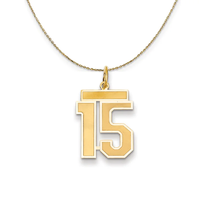 14k Yellow Gold, Jersey, Med Number 15 Necklace