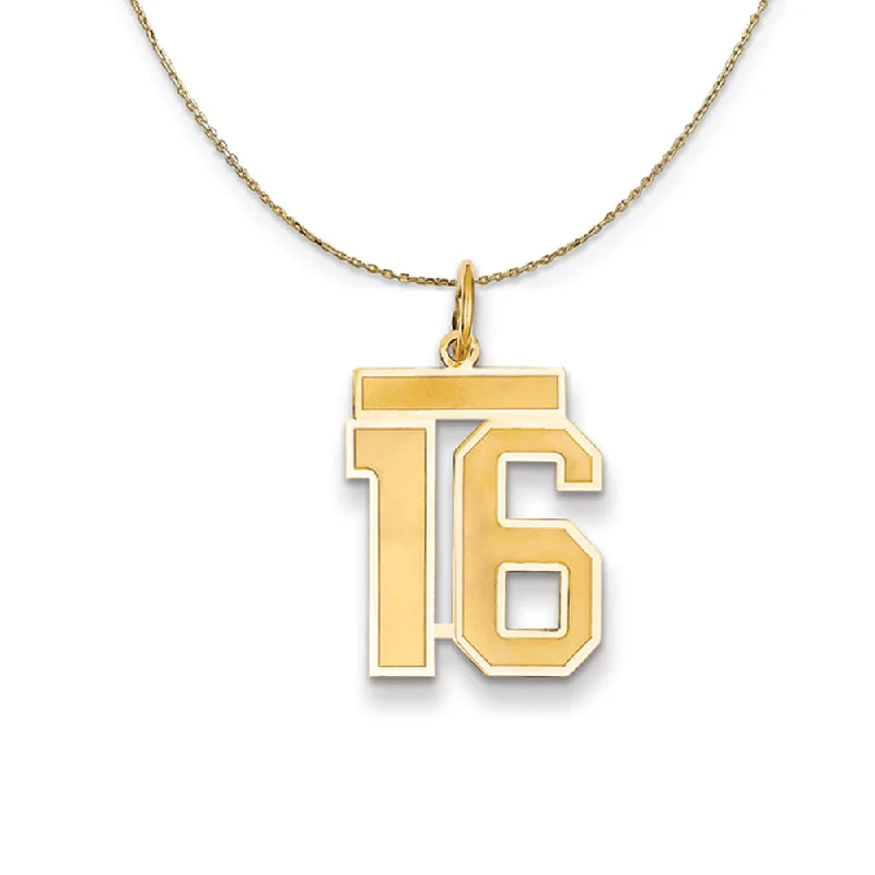 14k Yellow Gold, Jersey, Med Number 16 Necklace