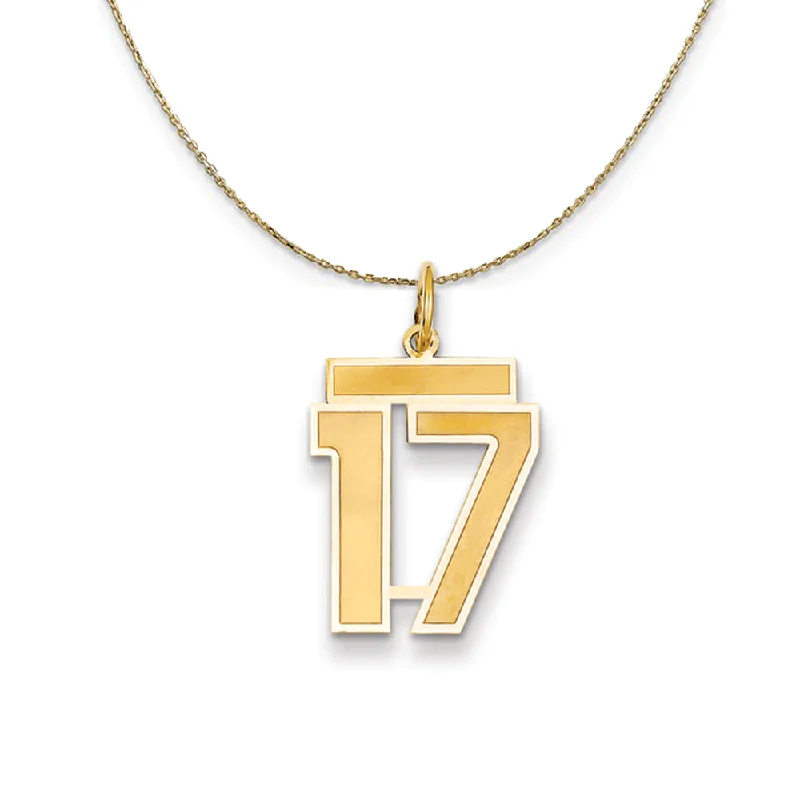 14k Yellow Gold, Jersey, Med Number 17 Necklace