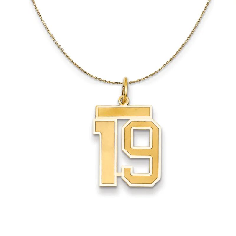 14k Yellow Gold, Jersey, Med Number 19 Necklace