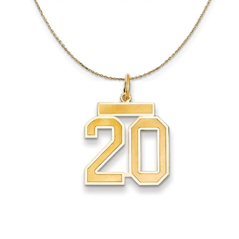 14k Yellow Gold, Jersey, Med Number 20 Necklace