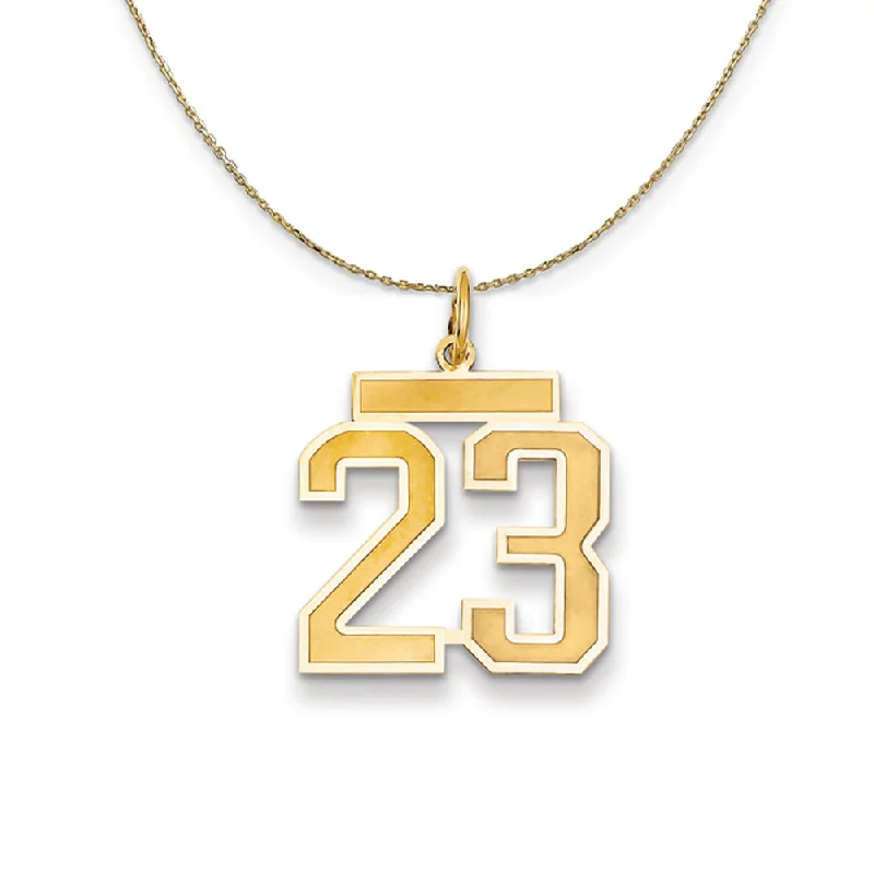 14k Yellow Gold, Jersey, Med Number 23 Necklace