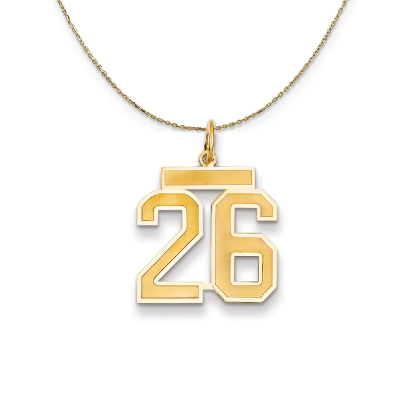 14k Yellow Gold, Jersey, Med Number 26 Necklace