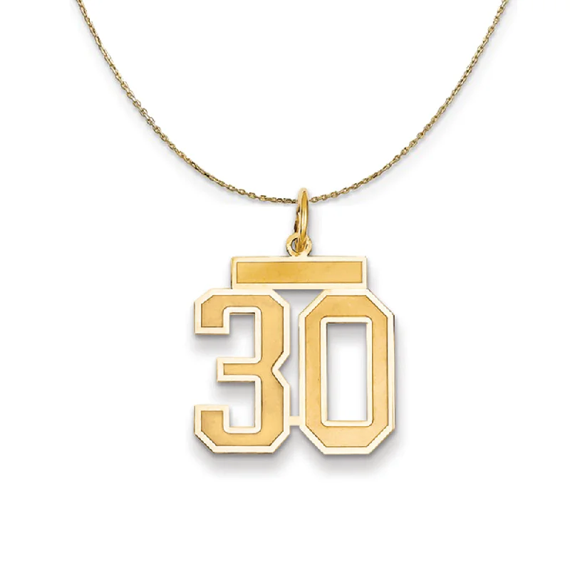 14k Yellow Gold, Jersey, Med Number 30 Necklace