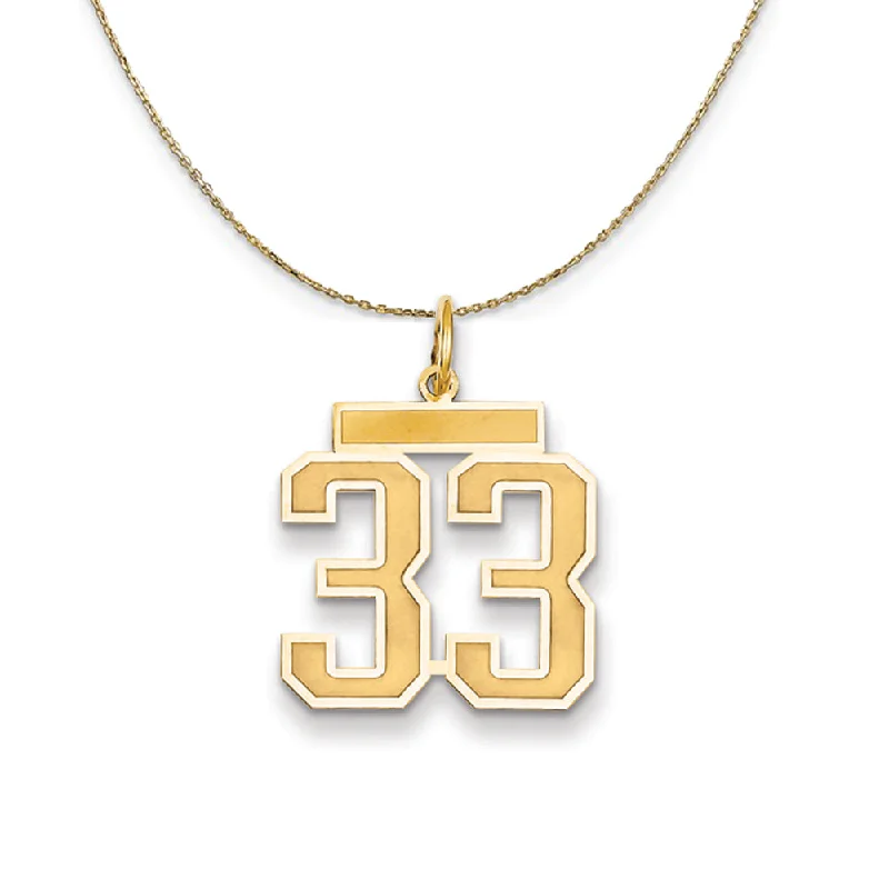 14k Yellow Gold, Jersey, Med Number 33 Necklace