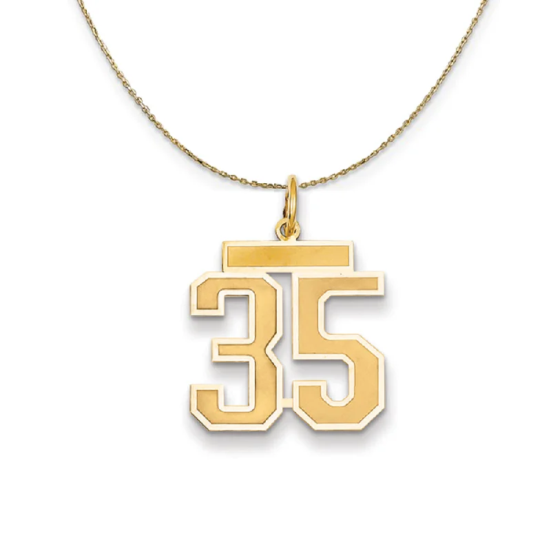 14k Yellow Gold, Jersey, Med Number 35 Necklace