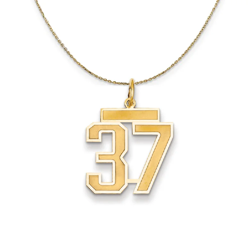 14k Yellow Gold, Jersey, Med Number 37 Necklace