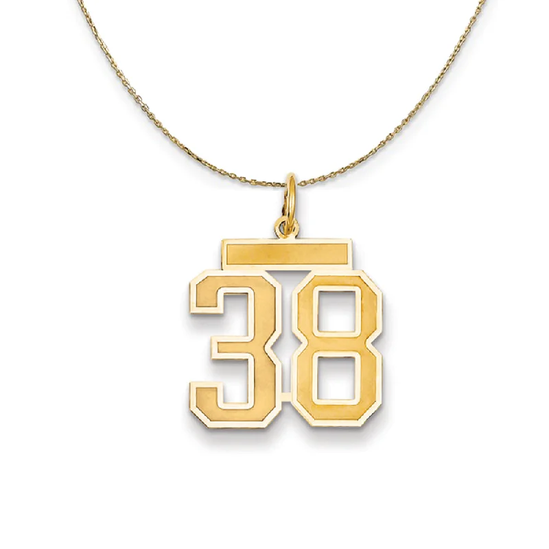 14k Yellow Gold, Jersey, Med Number 38 Necklace