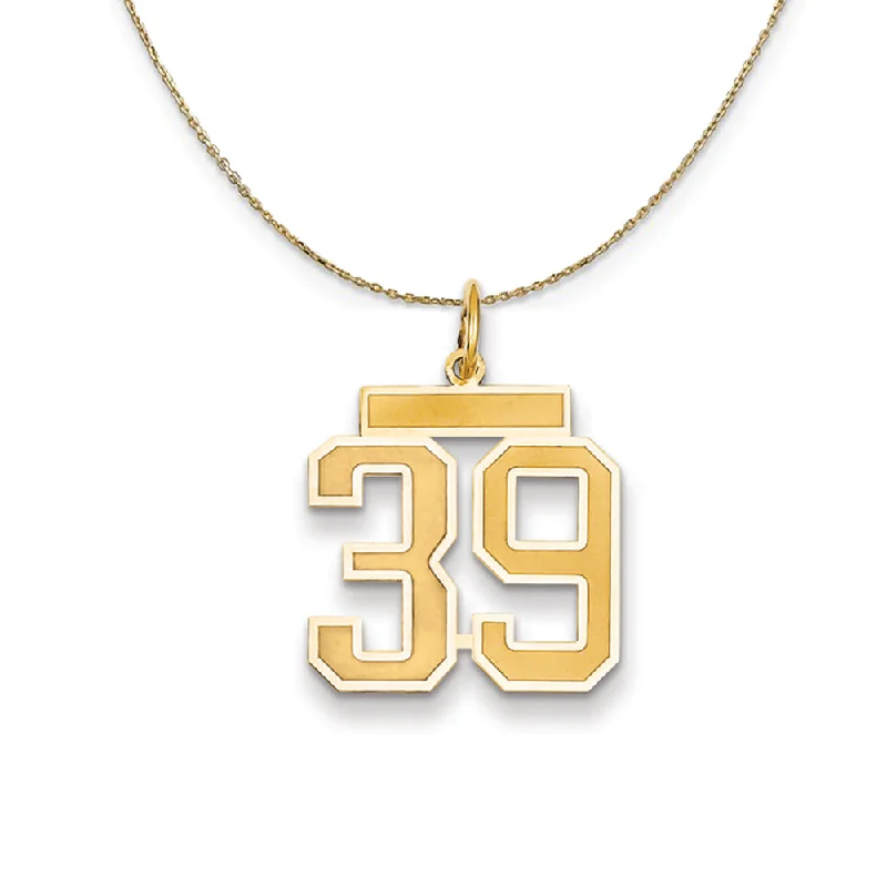 14k Yellow Gold, Jersey, Med Number 39 Necklace