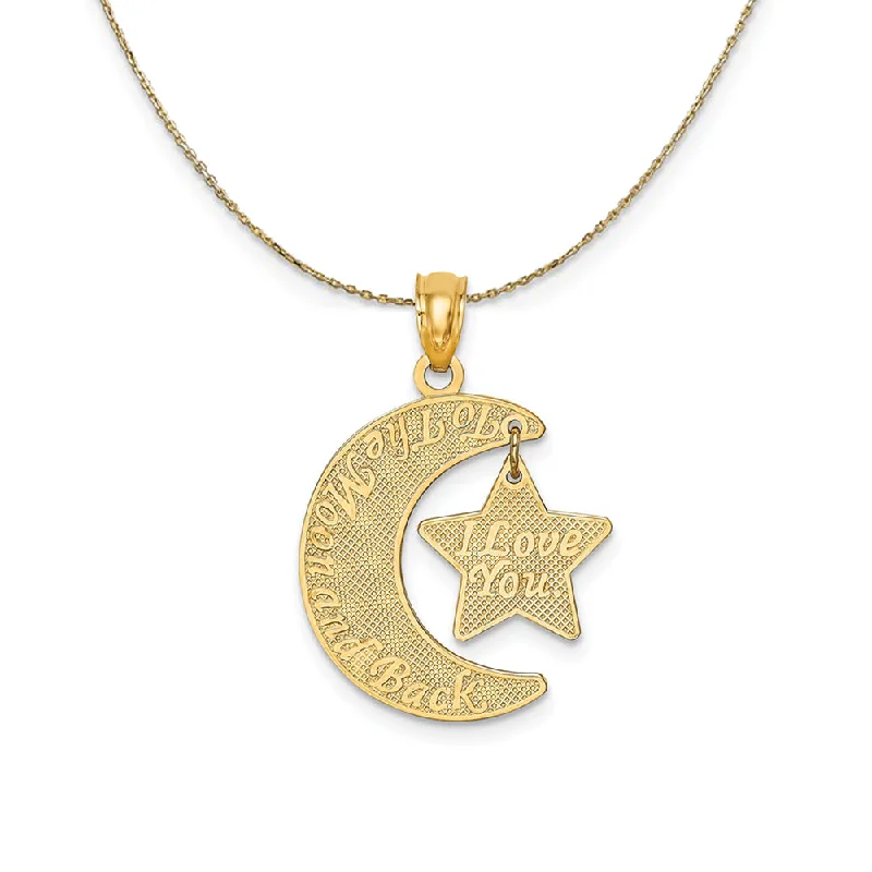 14k Yellow Gold To the Moon and Back Textured Necklace