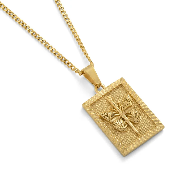 Butterfly Tag Pendant (Gold)