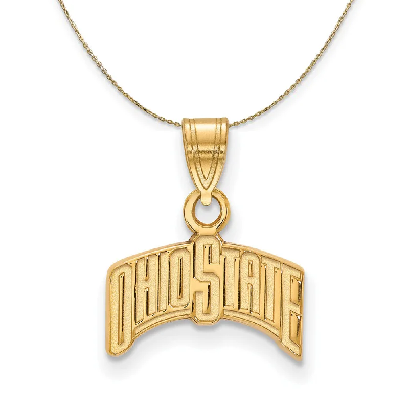 14k Yellow Gold Ohio State Sm Curved Logo Necklace