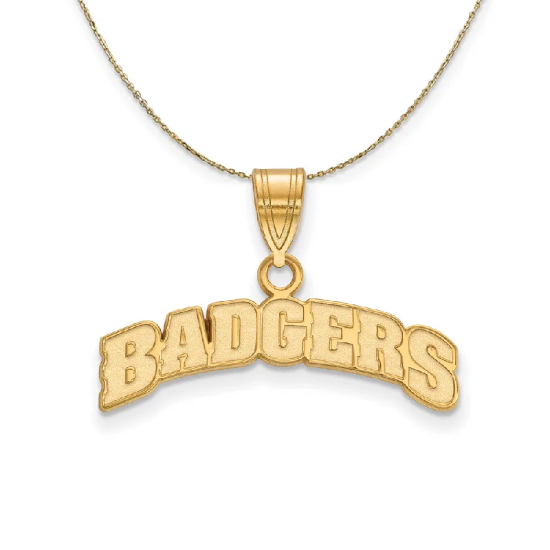 14k Yellow Gold U. of Wisconsin Medium Script Necklace