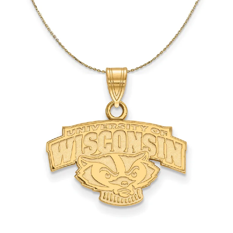 14k Yellow Gold U. of Wisconsin Small Badger Logo Necklace