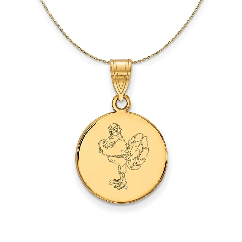 14k Yellow Gold Virginia Tech Medium Disc Necklace