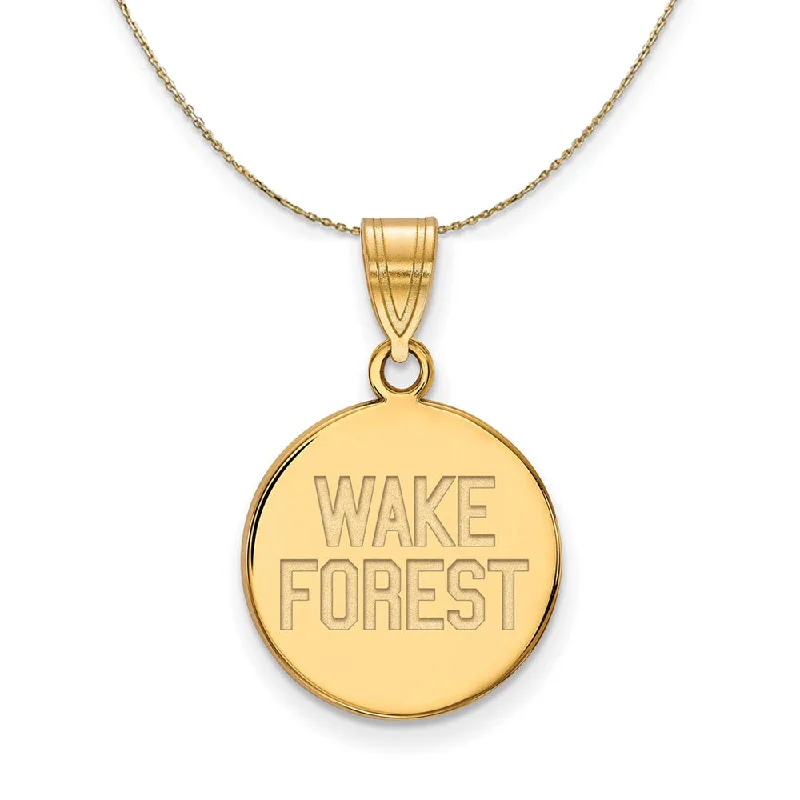 14k Yellow Gold Wake Forest U. Medium Disc Necklace