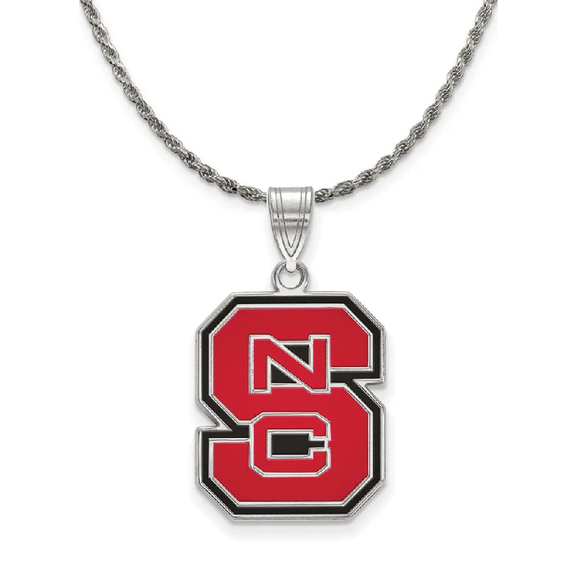 Sterling Silver North Carolina Large 'NCS' Enamel Necklace