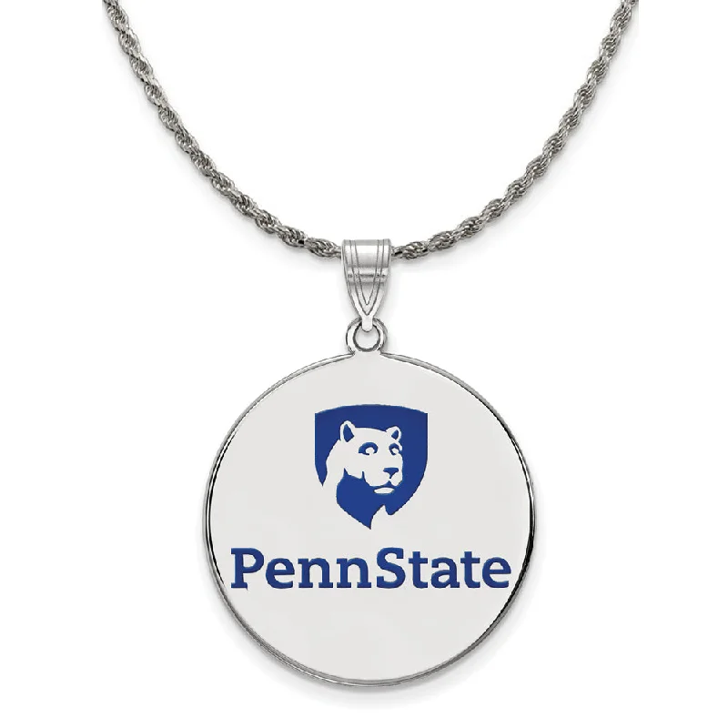 Sterling Silver Penn State XL Enamel Disc Pendant Necklace