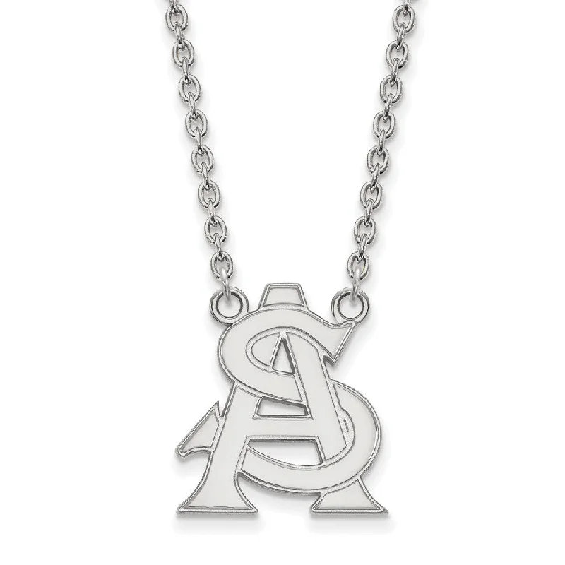 Sterling Silver Arizona State Large 'AS' Pendant Necklace