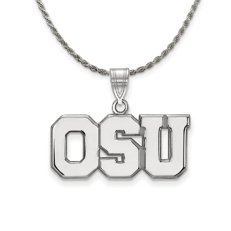 Sterling Silver Ohio State Large Pendant Necklace