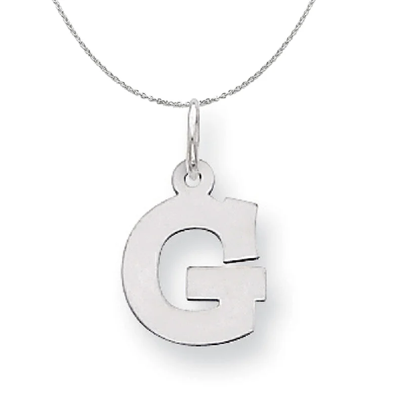 Silver, Amanda Collection Small Block Style Initial G Necklace