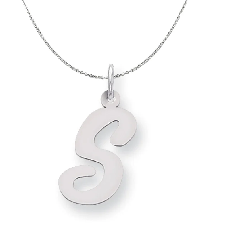 Silver Madison Collection LG Classic Script Initial S Necklace