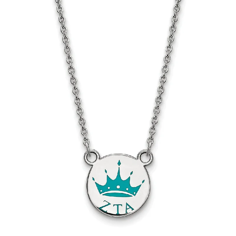 Sterling Silver Zeta Tau Alpha Small Enamel Necklace