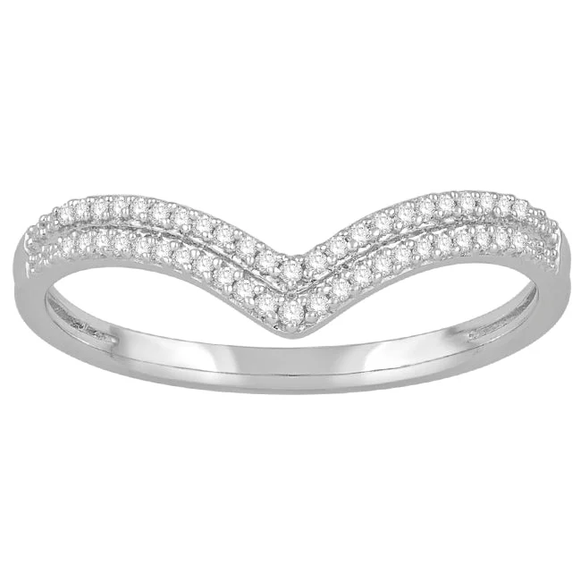 1/10 CTW Diamond Tiara Crown Ring in 10KT White Gold