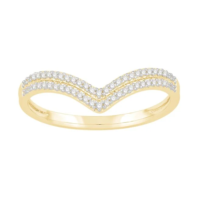 1/10 CTW Diamond Tiara Crown Ring in 10KT Yellow Gold