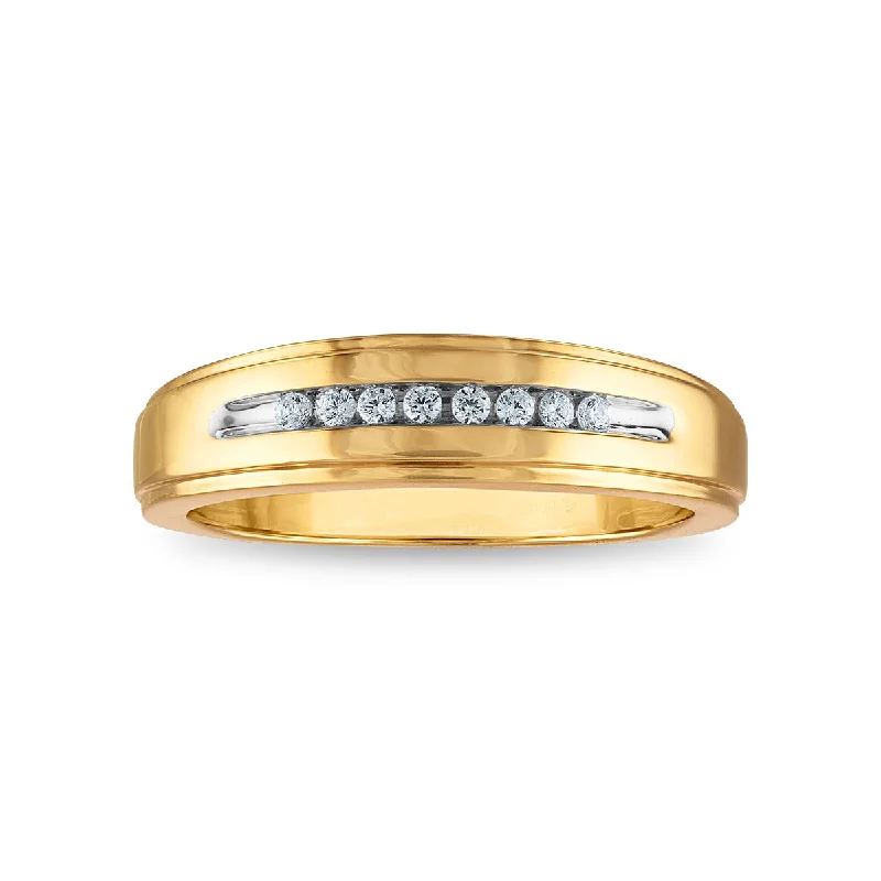 1/10 CTW Diamond Wedding Channel Set Ring in 10KT Yellow Gold