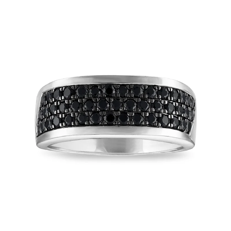 1 CTW Black Diamond Fashion Ring in Rhodium Plated Sterling Silver