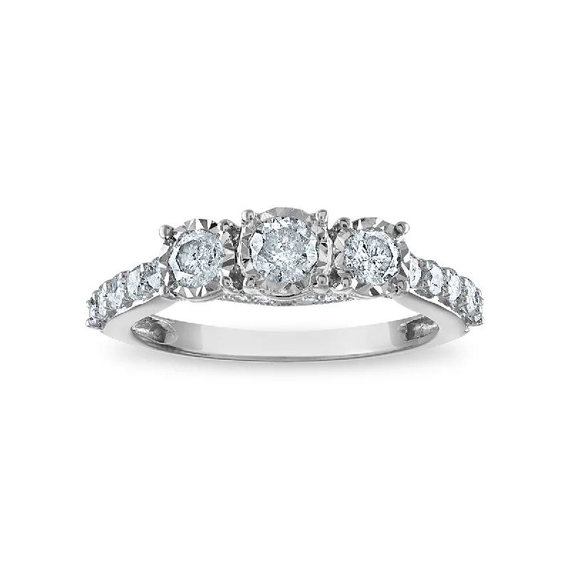 1 CTW Diamond Anniversary Three Stone Ring in 14KT White Gold