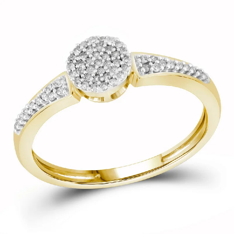 10kt Yellow Gold Womens Round Diamond Circle Cluster Ring 1/6 Cttw