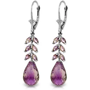 11.2 Carat 14K Solid White Gold Riddles Of Life Amethyst Earrings